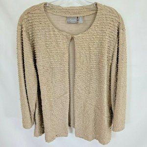 Chico's Travelers Size 3 (XL/16) Gold Taupe Ruffle Jacket Beige Stretch